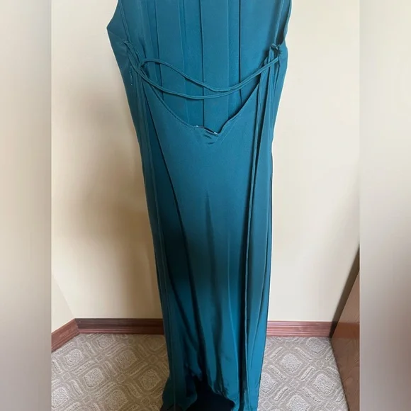 Leith Dress Maxi Long Gown 100% Silk Teal Size M - Picture 7 of 15